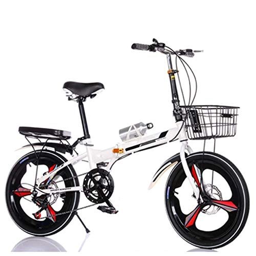 Folding Bike : DFKDGL Folding Bicycle Adult Variable-speed Portable Men's Women's Adult Folding Bike With Water Bottle Holder, Removable Car Basket, 20-inch Wheel (Color : A, Size : 20in) Unicycle