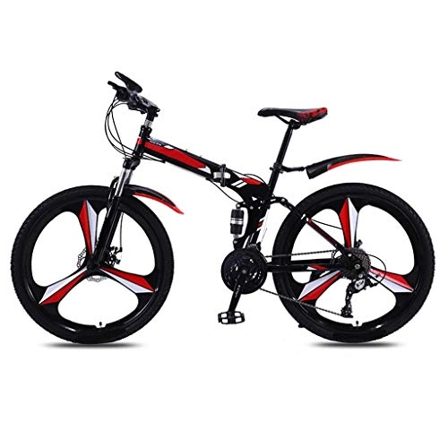 Folding Bike : DFKDGL Folding Bike Speed Mountain Bike Bicycle High Carbon Steel Full Suspension Frame City Bike, 26 Inch Wheel For Adults, Women, Men Go Out Foldable Bicycle (Color : Gray, Size : 26inch) Unicycl