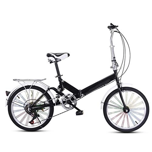 Folding Bike : DFKDGL Ultra-light Cruiser Bike Portable Variable Speed Womens Bike, Shock-absorbing Folding Bike, 20 Inch Wheel Adult Bicycle, For Beginner Men, Adults, Youth (Color : Black, Size : 20inch) Unicycl