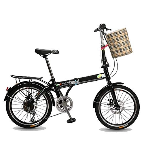 Folding Bike : DFKDGL Urban Commuter Folding Bike, 20 Inch Wheel, 7 Speed Womens Bike With Rear Carry Rack Compact Bikes Bicycles, For Adults Men, Students (Color : White, Size : 20") Unicycle