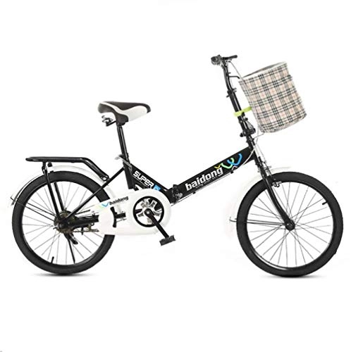 Folding Bike : DGAGD 20-inch folding bicycle student folding non-speed bicycle shock-absorbing bicycle-black_Frameless