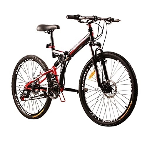Folding Bike : DGHJK Foldable Mountain Bikes, High Carbon Road Bike, Ultra-light Fat Tire Alloy Frame Lightweight Bicycle, Unisex Full Suspension MTB For Men Women Black 24 Speed