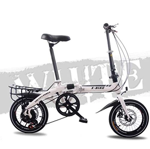 Folding Bike : DGPOAD 7 speed Folding Bikes For Adults Unisex Women Teens, bicycle Mens City Folding Pedals, lightweight, aluminum Alloy, comfort Saddle With Adjustable Handlebar & Seat / white / 16in