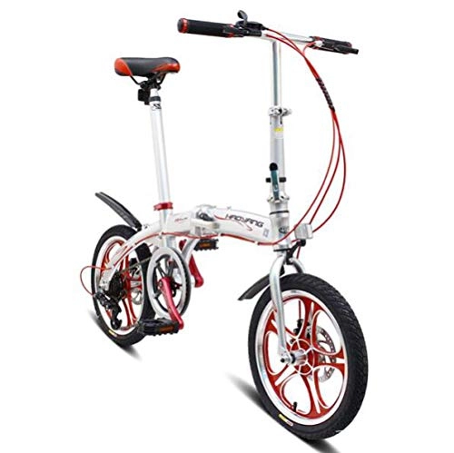 Folding Bike : DGPOAD Adult Folding Bicycle Lightweight Unisex Men City Bike 16-inch Wheels Aluminium Frame Ladies Shopper Bike With Adjustable Handlebar & Seat, single-speed, Disc brake / s