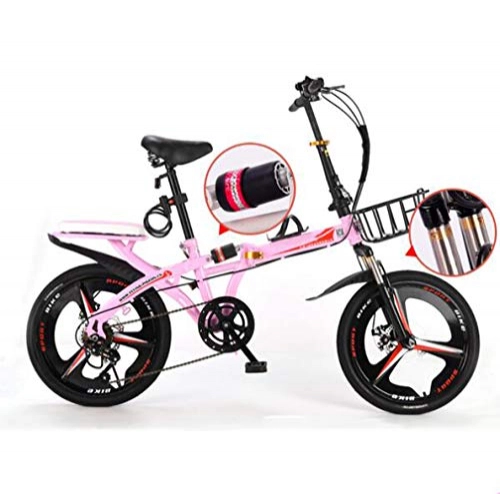 Folding Bike : DGPOAD Adult Folding Bicycle Lightweight Unisex Men City Bike 19-inch Wheels Aluminium Frame Ladies Shopper Bike With Adjustable Handlebar & Seat, 6 speed, Disc brake / Pink