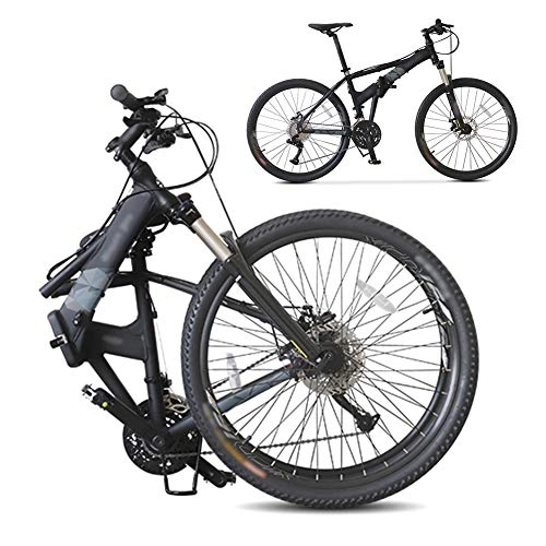 Folding Bike : DGPOAD Off-road Mountain Bike, 26-inch Folding Shock-absorbing Bicycle, Male And Female Adult Lady Bike, Foldable Commuter Bike - 27 Speed Gears - Double Disc Brake / Black