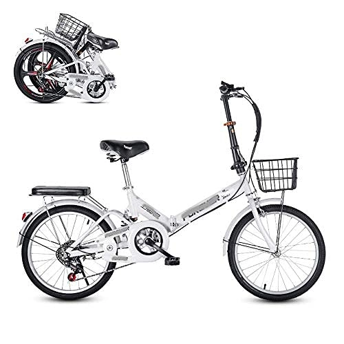 Folding Bike : DIELUNY Folding Adult Bicycle, 20-inch 6-speed Finger-shift Speed Adjustable Seat, Rear Shock Absorber Spring, Comfortable and Portable Commuter Bike