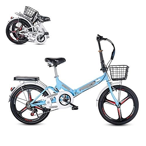 Folding Bike : DIELUNY Folding Adult Bicycle, 20-inch 6-speed Variable Speed Integrated Wheel, Free Installation Commuter Bicycle, Adjustable and Comfortable Seat Cushion
