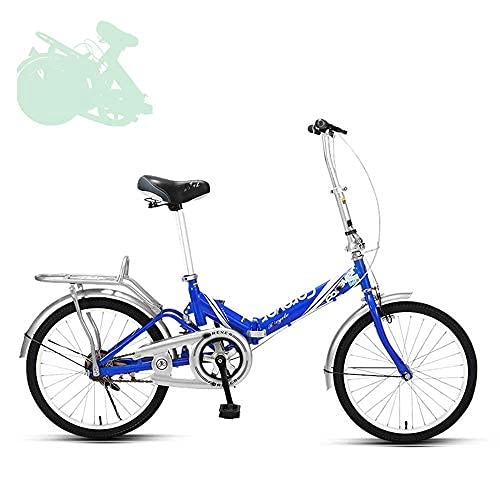 Folding Bike : DIELUNY Folding Adult Bicycle, 20-inch Quick-folding Bicycle with Adjustable Handlebar and Seat, Shock-absorbing Spring, Labor-saving Big Crankset, 7 Colors