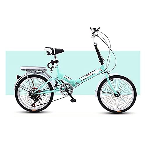 Folding Bike : DIELUNY Folding Adult Bicycle, 20-inch Shock-absorbing Portable Bicycle, 6-speed Adjustment, Suitable for Male and Female Student Walking Bicycles (including Gift Packs)