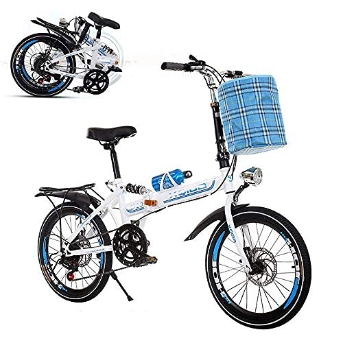 Folding Bike : DIELUNY Folding Adult Bicycle, 26-inch Variable Speed Portable Bicycle Shock Absorption Damping Front and Rear Double Disc Brakes Reinforced Frame Anti-skid Tires