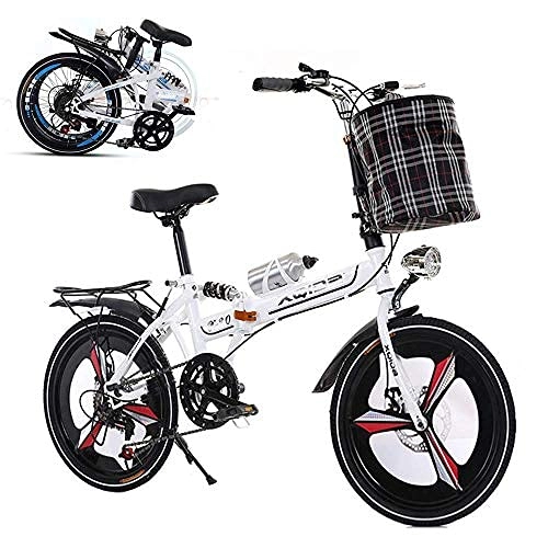 Folding Bike : DIELUNY Folding Adult Bike, 26-inch 6-speed Adjustable Bike, Double-disc Brake Shock Absorber Bike, Color Optional, Suitable for Boys and Girls (including Gifts)