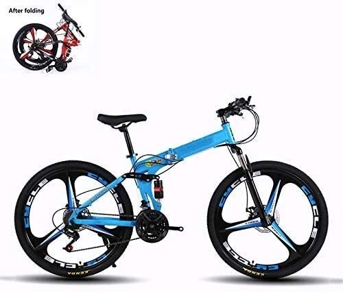 Folding Bike : Ding 26 Inch Mountain Bike, Mountain Biking Bicycle Adult, Box High Carbon Steel, Blue (Color : Blue)
