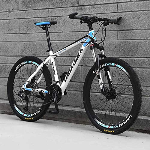 Folding Bike : DJP Mountain Bike, Furniture Folding Mountain Bike Outdoor, Adult Student Car Bike Easy to Carry Lightweight High-Carbon Steel Frame Shock Damping MTB Bikes Black / Red 26", 21 Speed, White / Blue