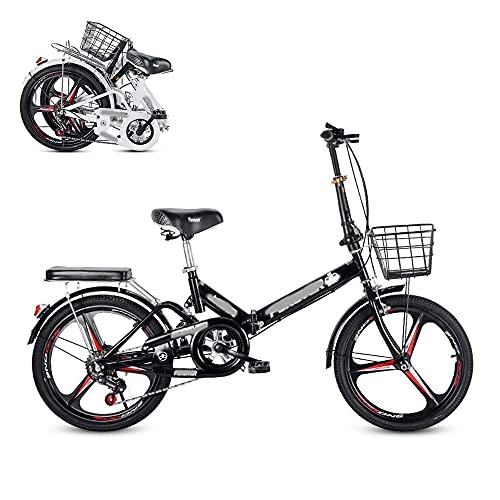 Folding Bike : DLILI Foldable adult bike, 20-inch 6-speed integration bike with variable speed, freely installable commuter bike, adjustable and comfortable seat cushion
