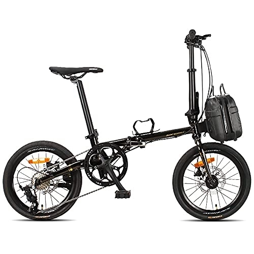 Folding Bike : DODOBD Folding Bike 16 Inch, City Bicycle Comfortable Lightweight 9 Speed Disc Brakes, Foldable Bicycles Portable Lightweight City Travel Exercise for Adults Men Women Variable-Speed