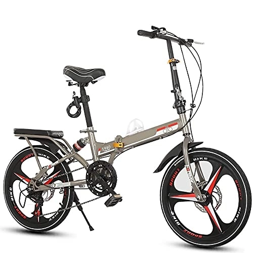 Folding Bike : DODOBD Folding City Bicycle 20 Inch, Foldable with Quick-Fold System, Carbon Steel Small Unisex Folding Bicycle 7-Speed Variable Speed, Adult Portable City Bicycle