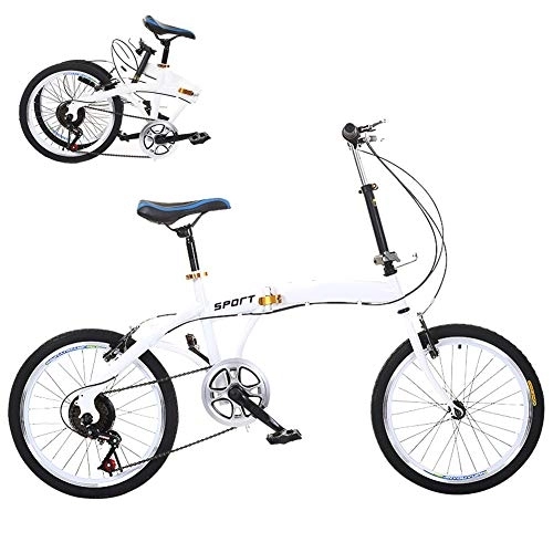 Folding Bike : DORALO 20 Inch Folding Bike City Bicycle, Carbon Steel Portable Bicycle, Lightweight Outroad Mountain Bike for Unisex Student Bicycling, Loadable Weight: 90Kg