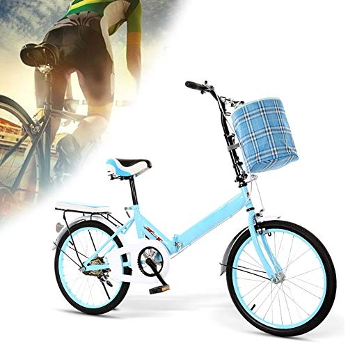 Folding Bike : DORALO Folding Bicycle City Compact Bike, Lightweight Variable Speed Bike with Cycling Baskets, Suitable for Students with A Height of 130-155Cm, Folded Size: 90×105Cm, Blue