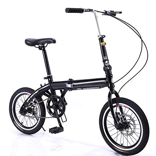 Folding Bike : DORALO Folding Bike for Children Students, Single Speed Travel Bicycle, Lightweight High-Carbon Steel Mountain Bike, Perfect for Small Locations, 16 Inch, Black