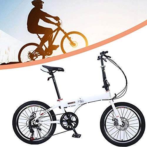 Folding Bike : DORALO Lightweight Folding City Bicycle Bike, Portable Mountain Bike, High-Carbon Steel Compact Bicycle for Adults Men And Women, Shockabsorption, 18 Inch, White