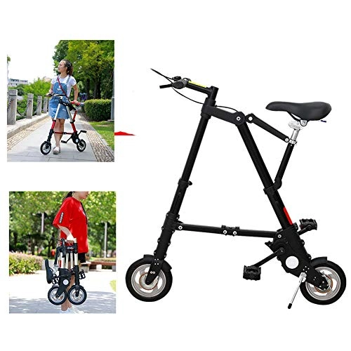 Folding Bike : DORALO Lightweight Folding City Bicycle for Teens And Adults, Portable Student Bike with Pedals, Pneumatic Tire, Student Mini Small Bike, 8 Inch, Black, A