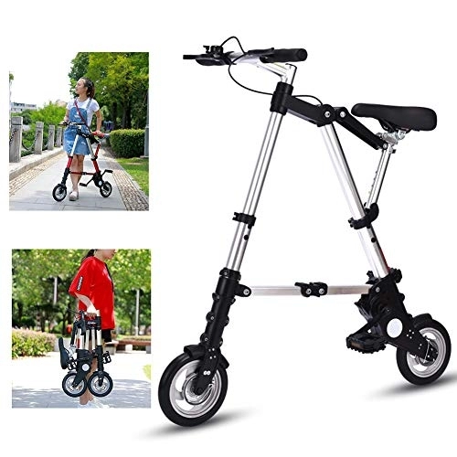 Folding Bike : DORALO Lightweight Mini Folding Bike, 10 Inch Portable Student Comfort Adjustable City Bicycle, Alloy Frame, Travel Outdoor Bicycle for Men Women, Folding Size: 52×72CM, Blue