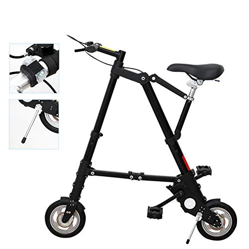 Folding Bike : DORALO Lightweight Mini Folding Bike, Compact Bike Portable Bicycle with Solid Tires, Travel Outdoor Bicycle for Adult Student, No Need To Inflate, 8 Inch, Black, A