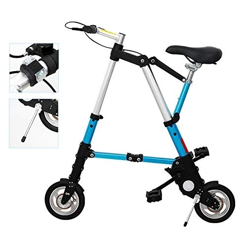 Folding Bike : DORALO Lightweight Mini Folding Bike, Compact Bike Portable Bicycle with Solid Tires, Travel Outdoor Bicycle for Adult Student, No Need To Inflate, 8 Inch, Blue, A