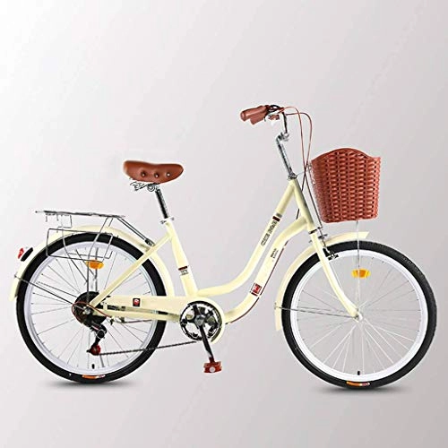 Folding Bike : Double Bay Bottom Beam City Bike 7 Speed Bicycle Women's Speed Bicycle Ultra Light Portable Commuting Vintage Unisex Bicycle-D-24inch