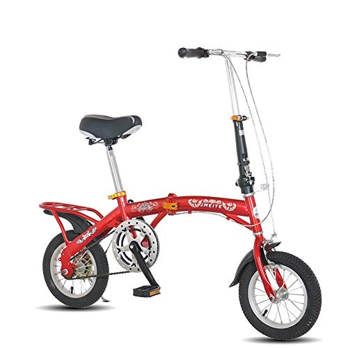 Folding Bike : DPGPLP 14 Inch Folding Bicycle Shifting - Men And Women Shock Absorber Bicycle - Student Car Single Speed Folding Bicycle Bicycle, Red