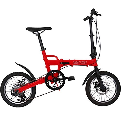 Folding Bike : DPGPLP 16-Inch Folding Speed Bicycle - Aluminum Alloy Ultra Light Folding Bicycle - Variable Speed Folding Bicycle Adult Student Travel Bicycle, Red