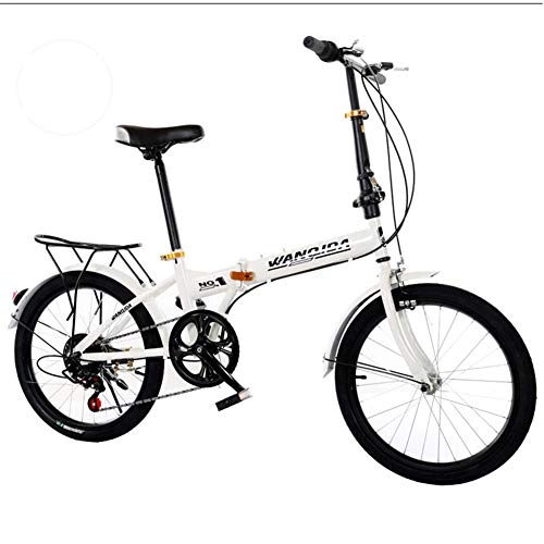 Folding Bike : DPGPLP 20-Inch Folding Bicycle Shifting-Folding Variable Speed Bicycle Men And Women-Style Bicycle Ultra-Light Portable Folding Leisure Bicycle-Adult Folding Bicycle, White