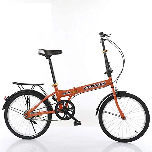 Folding Bike : DPGPLP 20 Inch Folding Bike - Shock Absorption Speed Male And Female Students Adult Bicycle - Foldable, Orange