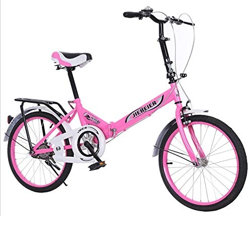 Folding Bike : DPGPLP 20 Inch Folding Speed Bicycle - Variable Speed Shock Disc Brake Bicycle Ladies Car Adult Bicycle Student Car, Pink