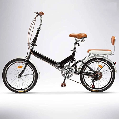 Folding Bike : DPGPLP Cuadro De Aleacin De Aluminio, Bicicleta De Cambio Para Mujeres, Bicicleta Urbana Con Asiento De Bicicleta De Altura Ajustable, Ruedas De 20 Pulgadas, black, Single speed