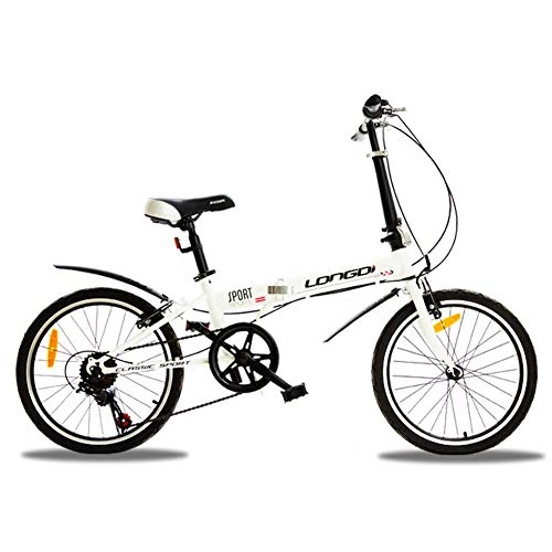 Folding Bike : DPGPLP Foldable Men And Women Folding Bicycle - Variable Speed Folding Bicycle 20 Inch Adult Student Small Wheel Folding Car Ultra Light Portable Gift Bicycle, White