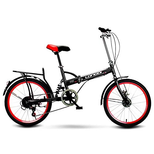 Folding Bike : DPGPLP Foldable Men And Women Folding Bike -20 Inch Adult Men And Women Portable Commuter Shift Bicycle Gift Car Activity Car, Red