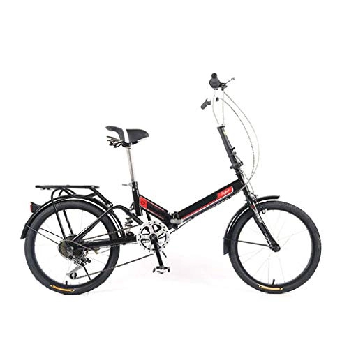 Folding Bike : DQWGSS Adult Folding Bike 6 Speeds with Shock Absorbers and Safety Brakes Adjustable Seat and Handlebar Foldable Road Bike for Men Women Teen, Black