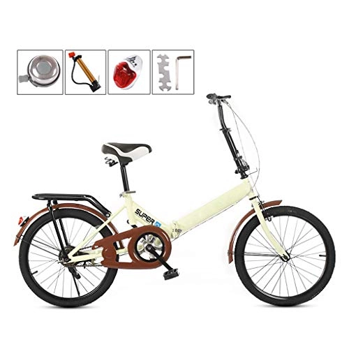 Folding Bike : DQWGSS Adult Folding Bike Lightweight with Safety Brake Adjustable Seat and Handlebar Foldable Road Bike for Men Women Teen, Beige
