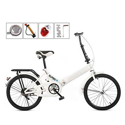 Folding Bike : DQWGSS Adult Folding Bike Lightweight with Safety Brake Adjustable Seat and Handlebar Foldable Road Bike for Men Women Teen, White