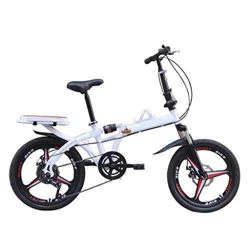 Folding Bike : DQWGSS Adult Folding Bike Variable Speed with Safety Brakes and Shock Absorbers Adjustable Seat and Handlebar Foldable Road Bike, White, S