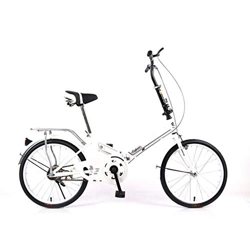 Folding Bike : DQWGSS Adult Folding Bike with Shock Absorbers and Safety Brakes Adjustable Seat and Handlebar Foldable Road Bike for Men Women Teen, White
