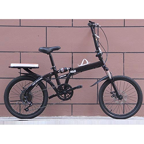 Folding Bike : DQWGSS Adult Teen Folding Bike Variable Speed with Safety Brakes and Shock Absorbers Adjustable Seat and Handlebar Foldable Road Bike, Black, S