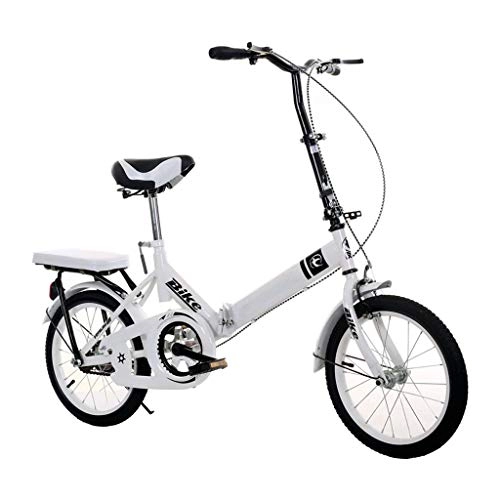 Folding Bike : DQWGSS Adults Folding Bike Lightweight Mini Adjustable Seat and Handlebar with Safety Brakes Road Bike for Men Women Kids, White, Ordinary