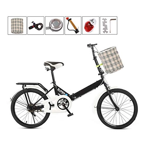 Folding Bike : DQWGSS Folding Bike Adult Lightweight with Safety Brake Adjustable Seat and Handlebar Foldable Road Bike for Men Women Teen, Black