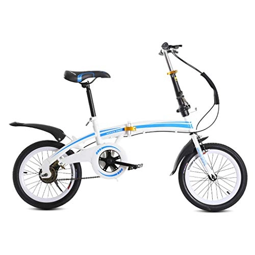 Folding Bike : DQWGSS Folding Bike Adult Lightweight with Safety Brake Adjustable Seat and Handlebar Foldable Road Bike for Men Women Teen, Blue, Single speed