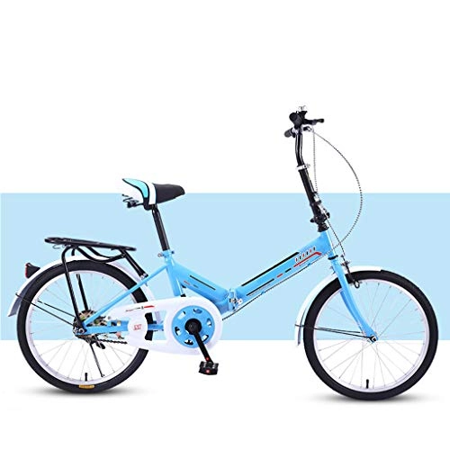 Folding Bike : DQWGSS Folding Bike Adult Mini Lightweight with Safety Brake Adjustable Seat and Handlebar Foldable Road Bike for Men Women Teen, Blue