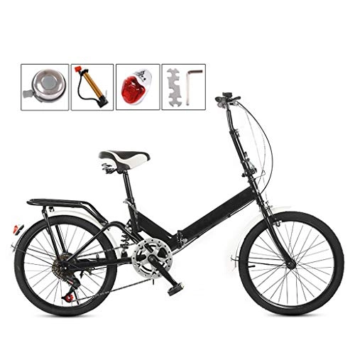 Folding Bike : DQWGSS Folding Bike Adult Variable Speed with Safety Brakes and Shock Absorbers Adjustable Seat and Handlebar Foldable Road Bike for Men Women Teen, Black