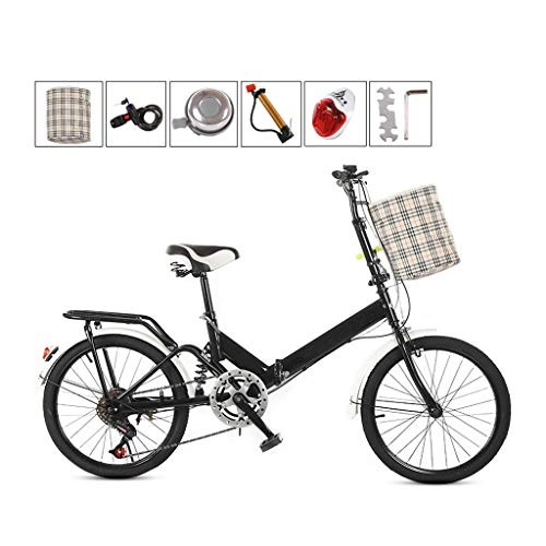 Folding Bike : DQWGSS Folding Bike Adult with Safety Brakes and Shock Absorbers Variable Speed Adjustable Seat and Handlebar Foldable Road Bike for Men Women Teen, Black